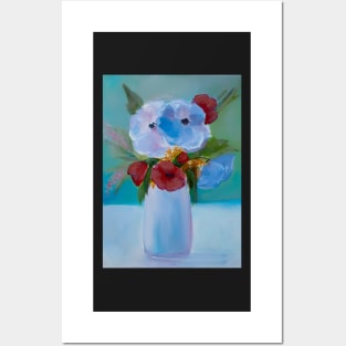 Bouquet of Flowers with Poppies in a Vase Posters and Art